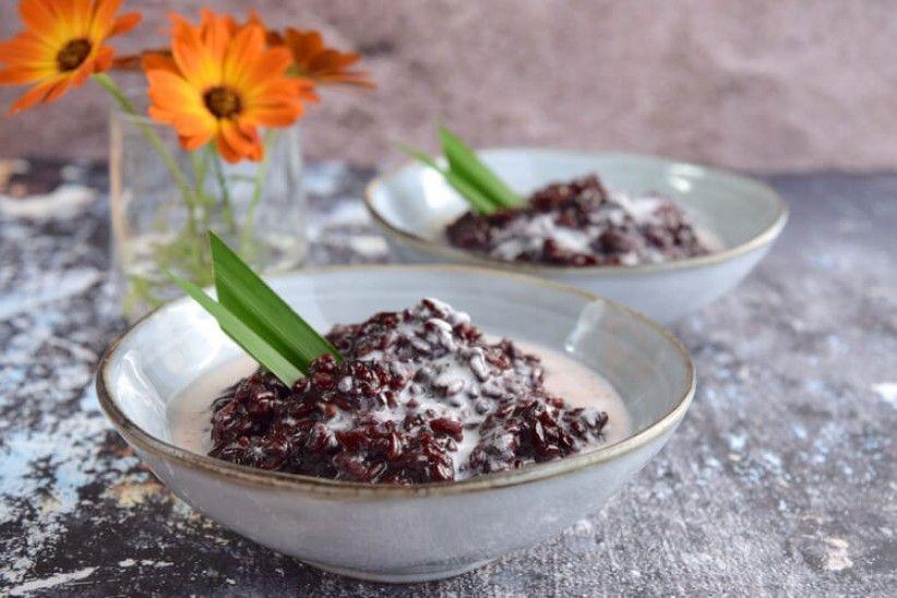 Authentic Black Glutinous Rice Porridge from Indonesia — traditional Indonesian main dish with step-by-step cooking instructions