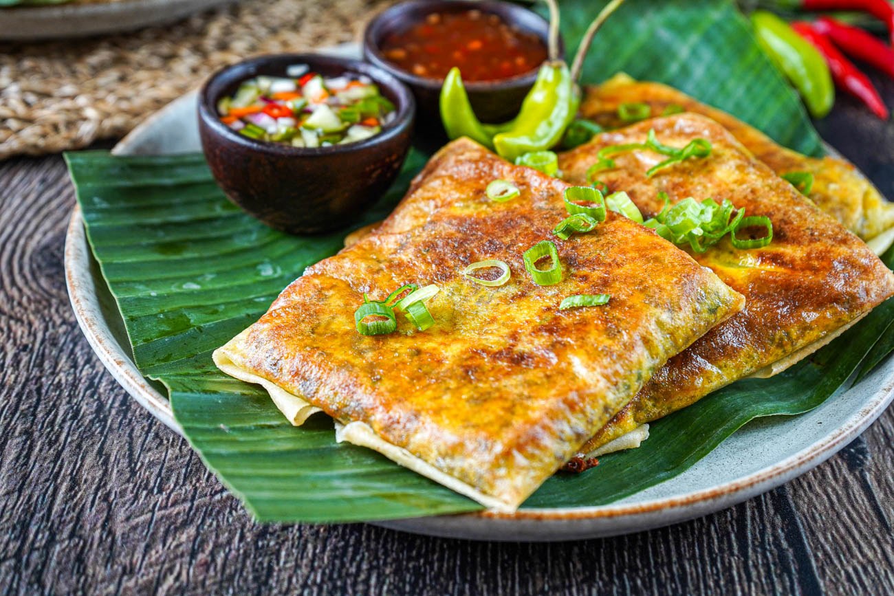 Authentic Savory Egg Martabak from Indonesia — traditional Indonesian main dish with step-by-step cooking instructions