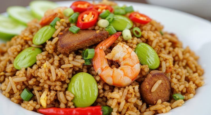 Authentic Stink Bean Fried Rice from Indonesia — traditional Indonesian main dish with step-by-step cooking instructions